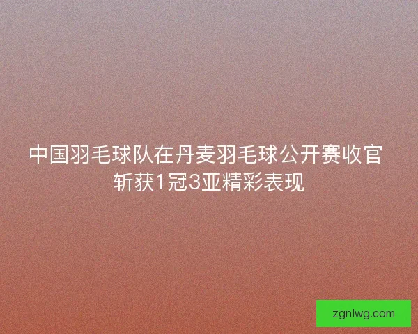 中国羽毛球队在丹麦羽毛球公开赛收官 斩获1冠3亚精彩表现
